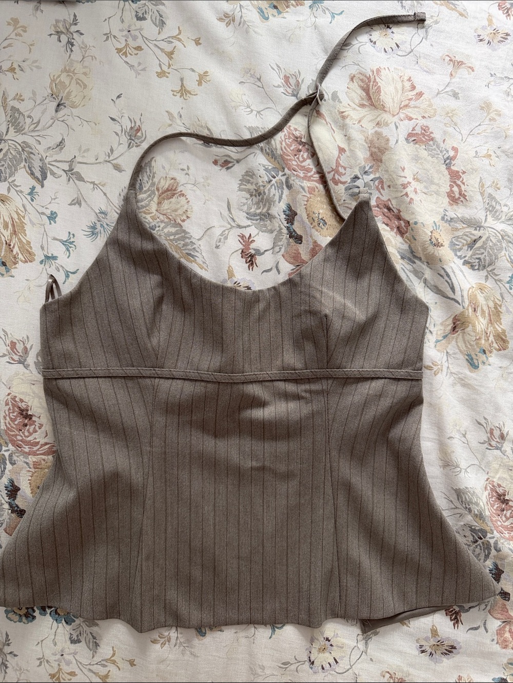 Zara Brown Pinstripe Halter Cami Top
